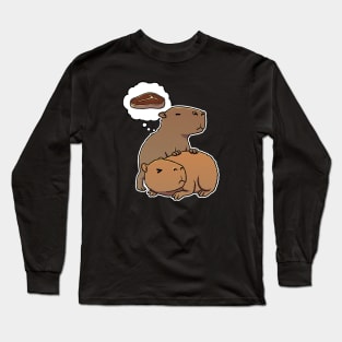 Capybara thinking about Steak Long Sleeve T-Shirt